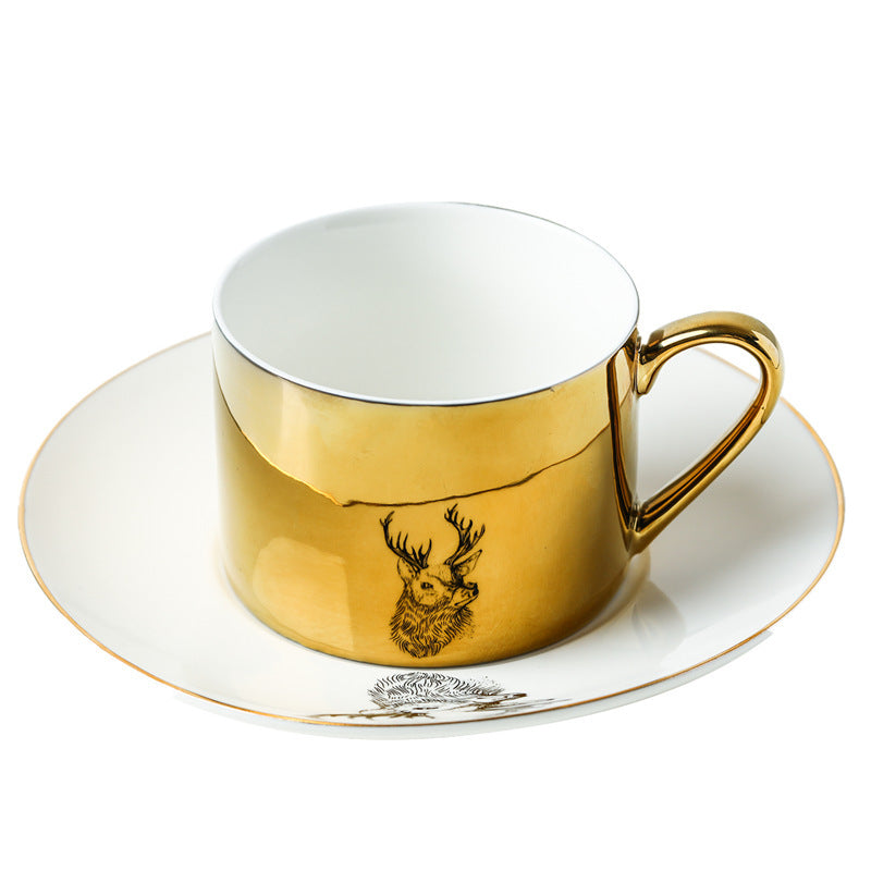 Luxury Ins Nordic Reflection Animal Mirror Ceramic Cup And Saucer Creative Simple Afternoon Tea Home Coffee Mug