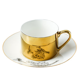 Luxury Ins Nordic Reflection Animal Mirror Ceramic Cup And Saucer Creative Simple Afternoon Tea Home Coffee Mug