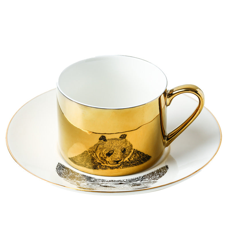 Luxury Ins Nordic Reflection Animal Mirror Ceramic Cup And Saucer Creative Simple Afternoon Tea Home Coffee Mug