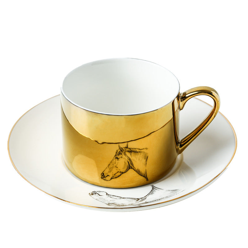 Luxury Ins Nordic Reflection Animal Mirror Ceramic Cup And Saucer Creative Simple Afternoon Tea Home Coffee Mug