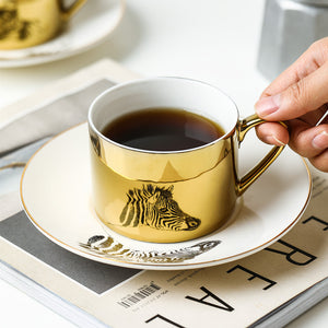 Luxury Ins Nordic Reflection Animal Mirror Ceramic Cup And Saucer Creative Simple Afternoon Tea Home Coffee Mug