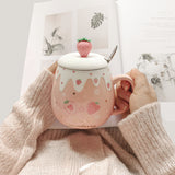 Ceramic Cup Female With Lid Spoon Mug Creative Personality Trend Water Cup Home Milk Breakfast Coffee Cup