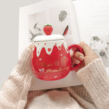 Ceramic Cup Female With Lid Spoon Mug Creative Personality Trend Water Cup Home Milk Breakfast Coffee Cup
