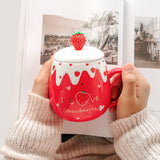 Ceramic Cup Female With Lid Spoon Mug Creative Personality Trend Water Cup Home Milk Breakfast Coffee Cup