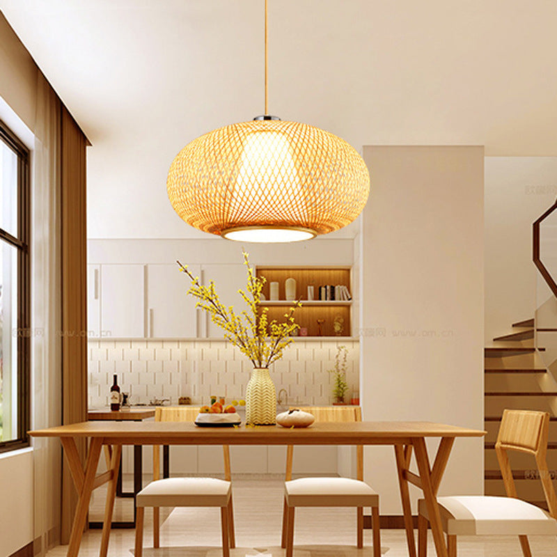 Chinese Style Bamboo Art Bird Cage Chandelier Tea House Cafe Restaurant Lighting