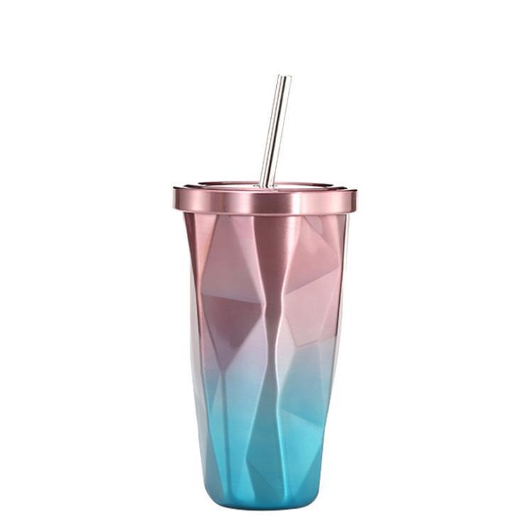 Stainless Steel Straw Double Ice Coffee Cup
