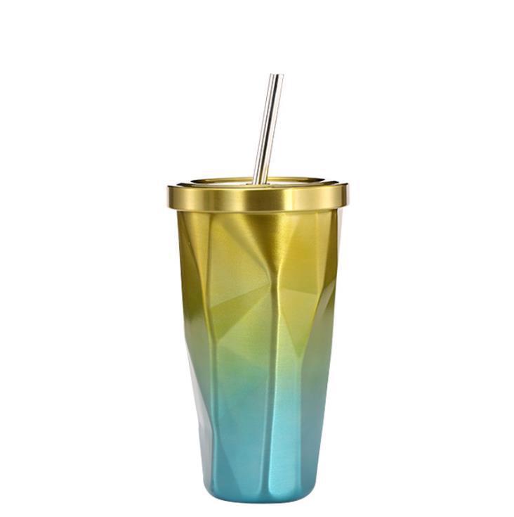 Stainless Steel Straw Double Ice Coffee Cup