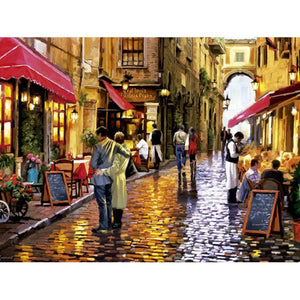 Diamond Cross Scenery Street Coffee Shop Embroidery Diamond Embroidery
