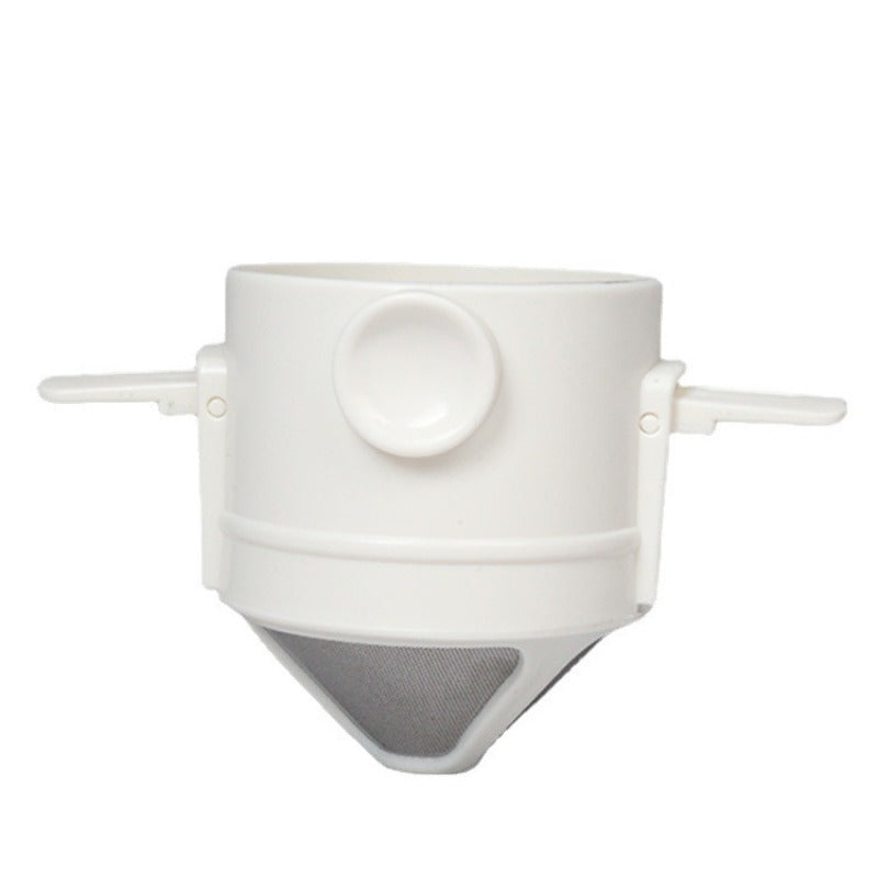 Stainless Steel Portable Coffee Filter Cup - Foldable, Hand-Flush Design with Ear Hook for Easy Hanging, No Paper Needed