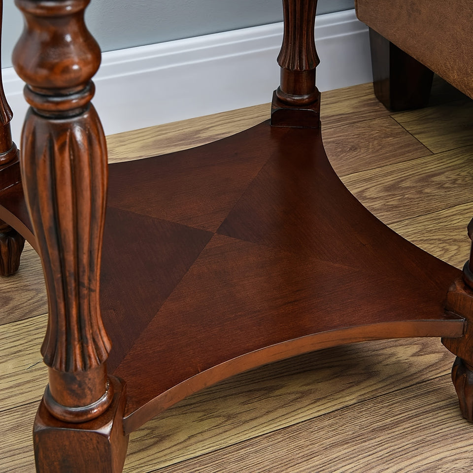 1pc Solid Wood Vintage Oval Coffee Table With Storage Shelf For Living Room, Easy Assembly