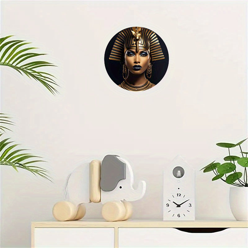 1pc Large 20x20cm Round Reusable Aluminum Metal Wall Art - Egyptian-Inspired Home Decor for Living Room, Coffee Shop, Office - Unique Wall Decoration with Reusable Design