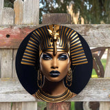 1pc Large 20x20cm Round Reusable Aluminum Metal Wall Art - Egyptian-Inspired Home Decor for Living Room, Coffee Shop, Office - Unique Wall Decoration with Reusable Design