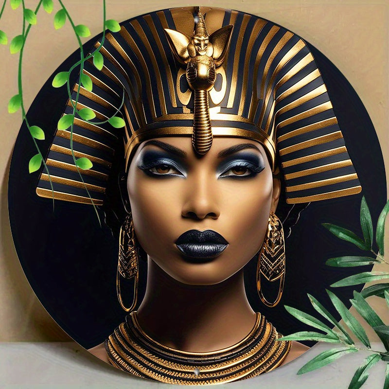 1pc Large 20x20cm Round Reusable Aluminum Metal Wall Art - Egyptian-Inspired Home Decor for Living Room, Coffee Shop, Office - Unique Wall Decoration with Reusable Design