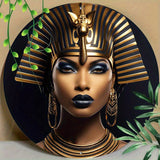 1pc Large 20x20cm Round Reusable Aluminum Metal Wall Art - Egyptian-Inspired Home Decor for Living Room, Coffee Shop, Office - Unique Wall Decoration with Reusable Design