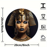 1pc Large 20x20cm Round Reusable Aluminum Metal Wall Art - Egyptian-Inspired Home Decor for Living Room, Coffee Shop, Office - Unique Wall Decoration with Reusable Design