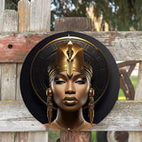 1pc 20X20cm Round Metal Aluminum Mark Egyptian Queen - Reusable Wall Decoration Art for Home, Living Room, Coffee Shop, Office - Durable, High-Quality, Unique Design