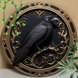 1pc 7.87X7.87inch Round Metal Aluminum Mark Gothic Raven For Home, Living Room, Coffee Shop, Wall Decoration Art