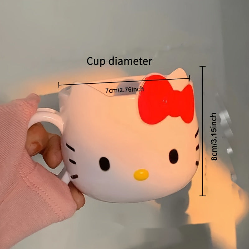 1pc Y2k Sanrio Hello Kitty Plastic Mug - Cute Cartoon Mouthwash Cup, Kawaii Toothbrush Handle, Portable Coffee Milk Cup, Outdoor and School Dormitory Essential, Collectible Item