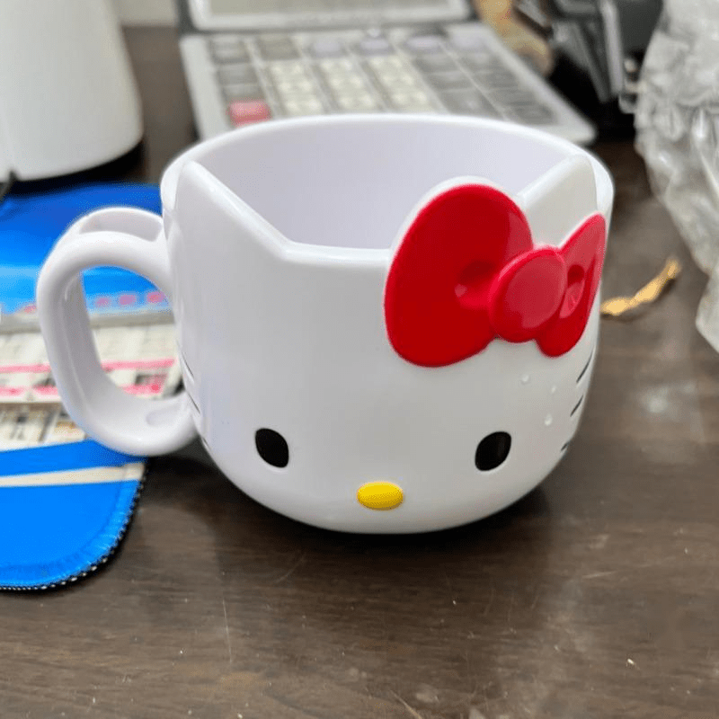 1pc Y2k Sanrio Hello Kitty Plastic Mug - Cute Cartoon Mouthwash Cup, Kawaii Toothbrush Handle, Portable Coffee Milk Cup, Outdoor and School Dormitory Essential, Collectible Item