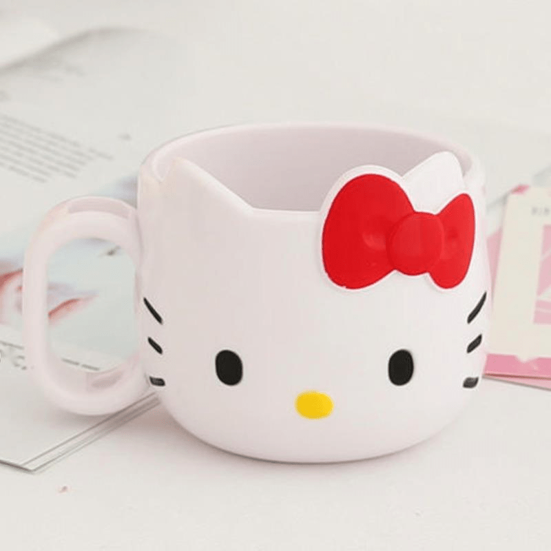 1pc Y2k Sanrio Hello Kitty Plastic Mug - Cute Cartoon Mouthwash Cup, Kawaii Toothbrush Handle, Portable Coffee Milk Cup, Outdoor and School Dormitory Essential, Collectible Item