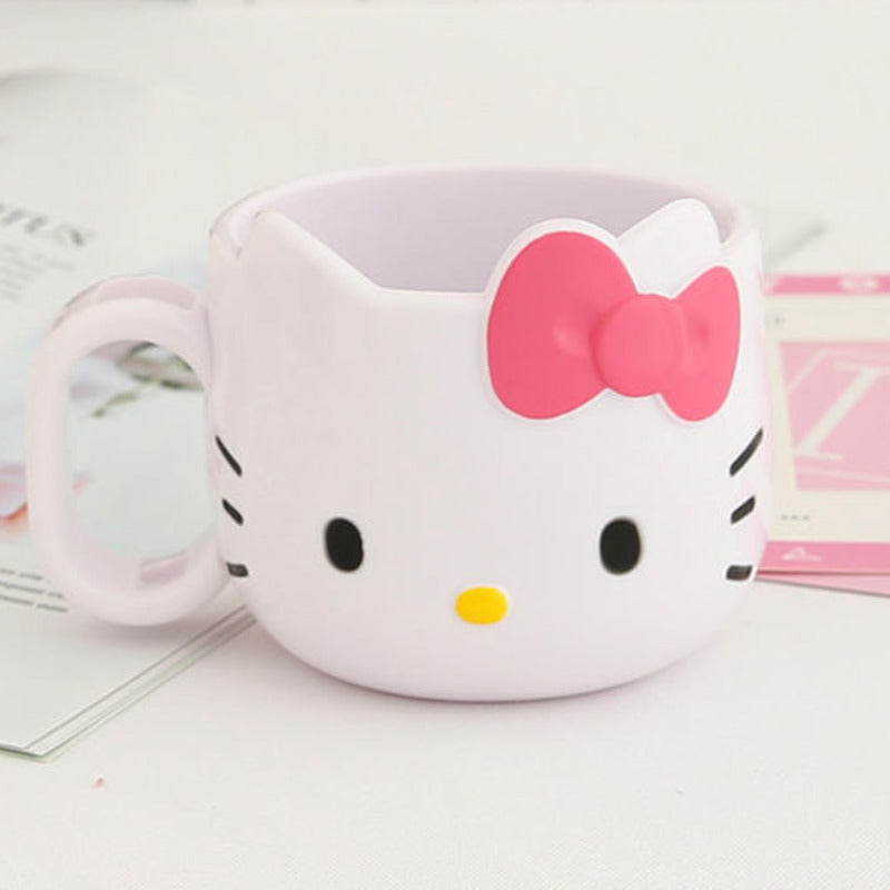 1pc Y2k Sanrio Hello Kitty Plastic Mug - Cute Cartoon Mouthwash Cup, Kawaii Toothbrush Handle, Portable Coffee Milk Cup, Outdoor and School Dormitory Essential, Collectible Item