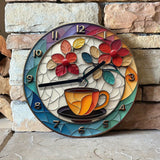 Silent 8X8" Aluminum Wall Clock With Coffee Theme - Perfect For Bedroom, Mother'S Day & Independence Day Decor