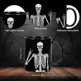 Skeleton-Themed Halloween Coffee Mug Set, 2pcs - 11Oz Ceramic Cups For Home, Office & School, Dishwasher Safe, Reusable