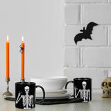 Skeleton-Themed Halloween Coffee Mug Set, 2pcs - 11Oz Ceramic Cups For Home, Office & School, Dishwasher Safe, Reusable