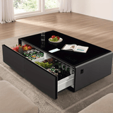 Smart Coffee Table Coffee Table with Built in Fridge Living Room Table with Touch Control Panel Smart Refrigerator Table with Power Socket 15W Cordless Charging Smart Table Black One Size