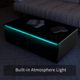 Smart Coffee Table Coffee Table with Built in Fridge Living Room Table with Touch Control Panel Smart Refrigerator Table with Power Socket 15W Cordless Charging Smart Table Black One Size