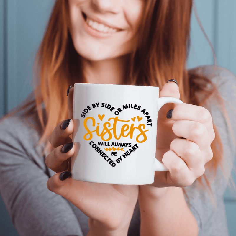 1pc 3A Grade Sister's Funny Mug - White Ceramic 11 oz Coffee Mug with Heartwarming Quote for Birthday, Holiday, Christmas, New Year Gift