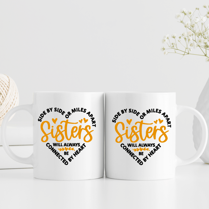 1pc 3A Grade Sister's Funny Mug - White Ceramic 11 oz Coffee Mug with Heartwarming Quote for Birthday, Holiday, Christmas, New Year Gift