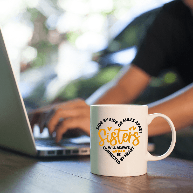 1pc 3A Grade Sister's Funny Mug - White Ceramic 11 oz Coffee Mug with Heartwarming Quote for Birthday, Holiday, Christmas, New Year Gift