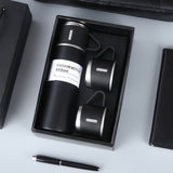 1set Stainless Steel Thermal Mug Set, 500ml/16.9oz Vacuum Insulated Water Flask with 3 Cups, Stainless Steel Car Flask Holder for Coffee & Cold Drinks, Ideal for Back to School Supplies