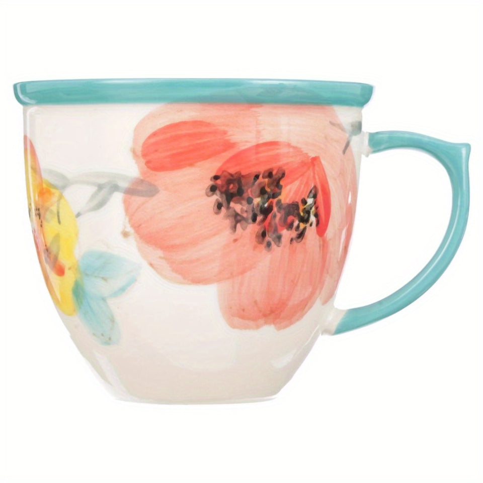 The Pioneer Woman Vintage Bloom Turquoise Cermaic 4-Piece 16-Ounce Coffee Mug Set