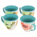 The Pioneer Woman Vintage Bloom Turquoise Cermaic 4-Piece 16-Ounce Coffee Mug Set