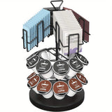 ULG K Cup & Tea Bag Holder, Spins 360-Degrees Storages 20/30 K-cups and 60 Tea Bags- Tea Organizer for Tea Bags & Coffee Pod Carousel Stand for Kitchen Office Countertop Coffee Bar or Coffee Station, Black