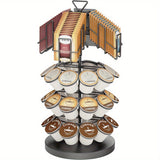 ULG K Cup & Tea Bag Holder, Spins 360-Degrees Storages 20/30 K-cups and 60 Tea Bags- Tea Organizer for Tea Bags & Coffee Pod Carousel Stand for Kitchen Office Countertop Coffee Bar or Coffee Station, Black