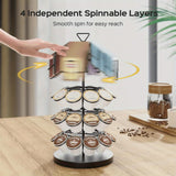 ULG K Cup & Tea Bag Holder, Spins 360-Degrees Storages 20/30 K-cups and 60 Tea Bags- Tea Organizer for Tea Bags & Coffee Pod Carousel Stand for Kitchen Office Countertop Coffee Bar or Coffee Station, Black