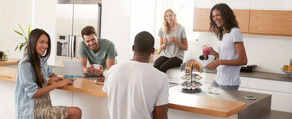 ULG K Cup & Tea Bag Holder, Spins 360-Degrees Storages 20/30 K-cups and 60 Tea Bags- Tea Organizer for Tea Bags & Coffee Pod Carousel Stand for Kitchen Office Countertop Coffee Bar or Coffee Station, Black