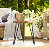 Outdoor Indoor Coffee Table, 19" Wooden Look Coffee Table, Concrete Outdoor Side Table, Modern Round Metal Coffee Table for Livingroom Bedroom, Garden, Backyard