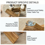 Circular glass coffee table, 33.4-inch modern and distinctive design tea table. Tempered glass countertop, wood colored MDF table legs. Suitable for living rooms and farmhouses Christmas, Halloween Gift