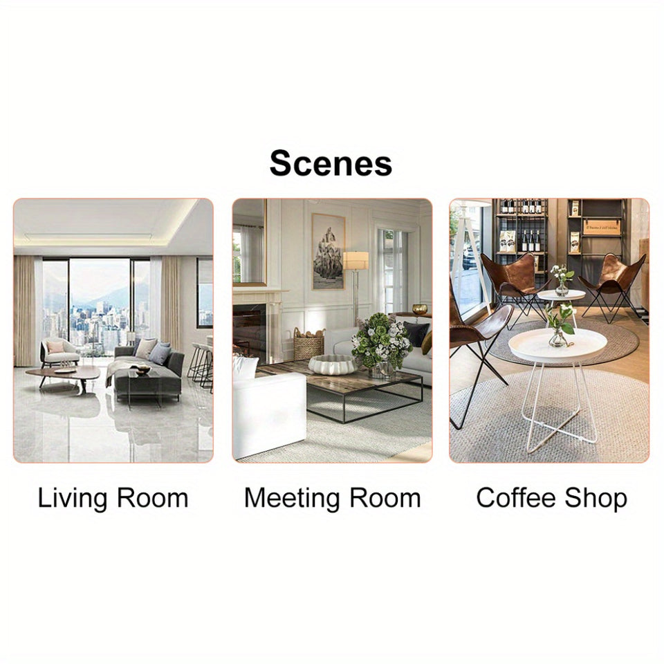 Circular glass coffee table, 33.4-inch modern and distinctive design tea table. Tempered glass countertop, wood colored MDF table legs. Suitable for living rooms and farmhouses Christmas, Halloween Gift