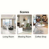 Circular glass coffee table, 33.4-inch modern and distinctive design tea table. Tempered glass countertop, wood colored MDF table legs. Suitable for living rooms and farmhouses Christmas, Halloween Gift