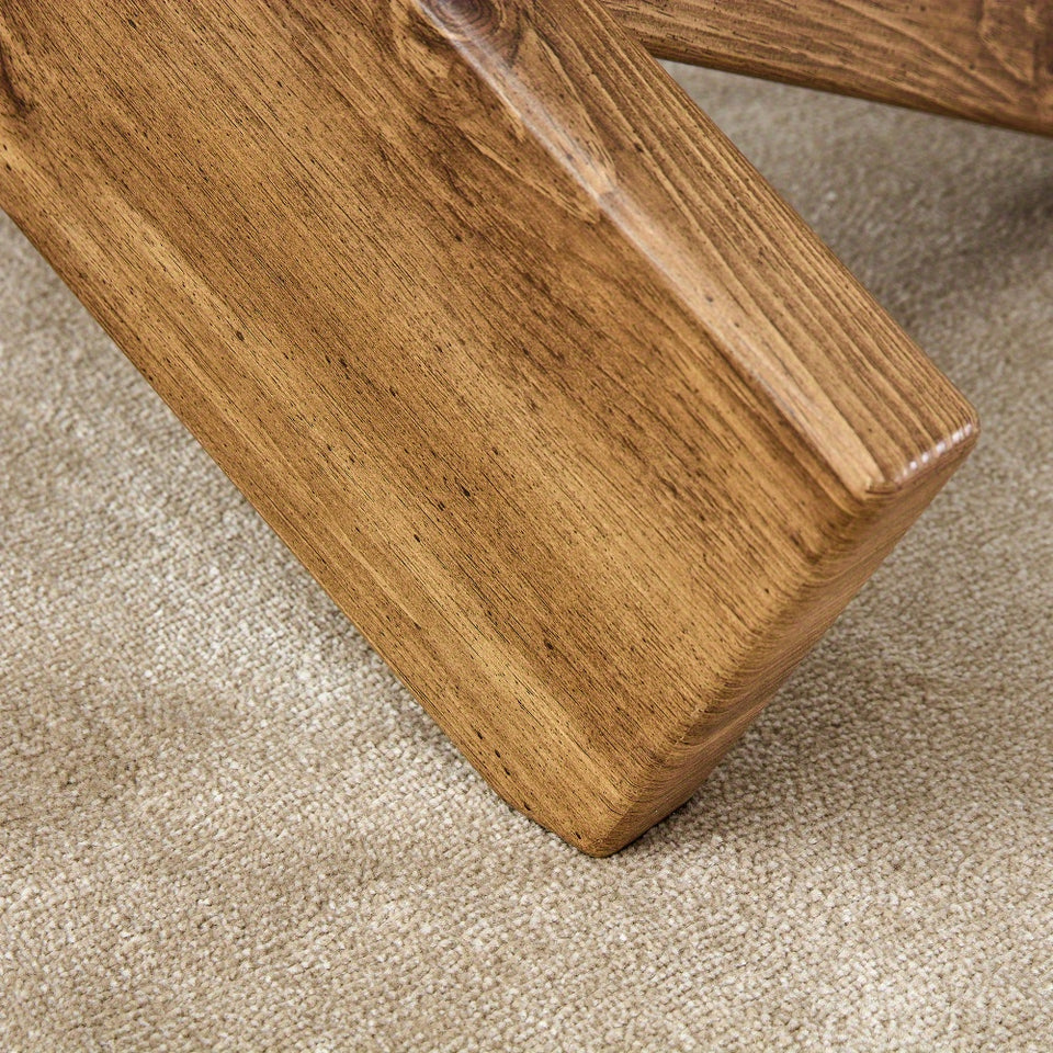 Circular glass coffee table, 33.4-inch modern and distinctive design tea table. Tempered glass countertop, wood colored MDF table legs. Suitable for living rooms and farmhouses Christmas, Halloween Gift