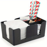 Versatile Cup Holder & Organizer - Perfect for Coffee Shops, Milk Tea Stalls, and Home Use - Includes Disposable Cups, Straws, Tissues - Durable Plastic Storage Solution