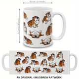 English Bulldog Funny Playful Postures Ceramic Coffee Mug Tea Cup, 11 OZ
