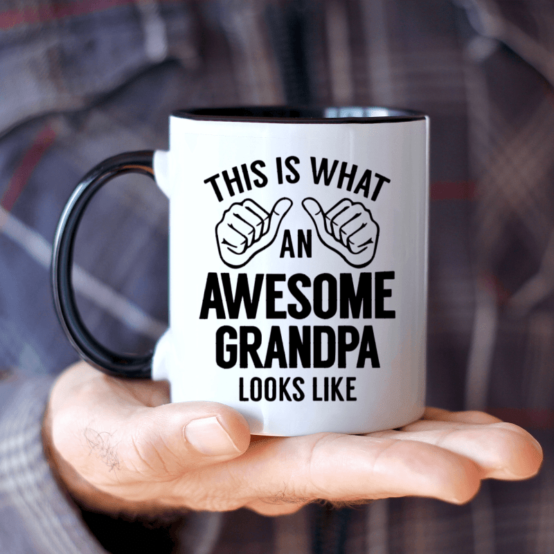 1 piece, 3A grade, THIS IS WHAT AN AWESOME GRANDPA LOOKS LIKE, warmly mug for grandpa, 11 oz ceramic mug, gift coffee mug, best birthday gift of tea cup, gift coffee cup for Men