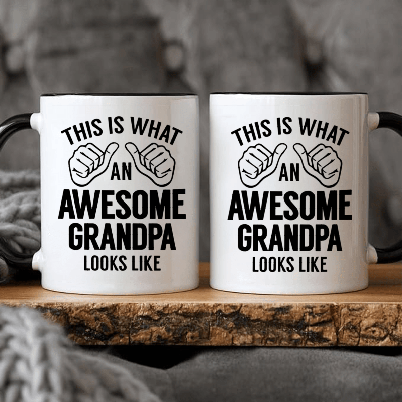1 piece, 3A grade, THIS IS WHAT AN AWESOME GRANDPA LOOKS LIKE, warmly mug for grandpa, 11 oz ceramic mug, gift coffee mug, best birthday gift of tea cup, gift coffee cup for Men
