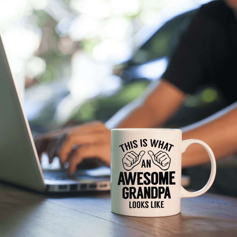1 piece, 3A grade, THIS IS WHAT AN AWESOME GRANDPA LOOKS LIKE, warmly mug for grandpa, 11 oz ceramic mug, gift coffee mug, best birthday gift of tea cup, gift coffee cup for Men